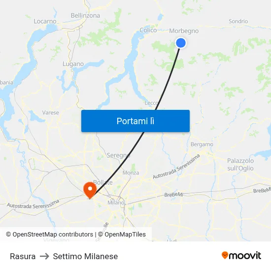 Rasura to Settimo Milanese map