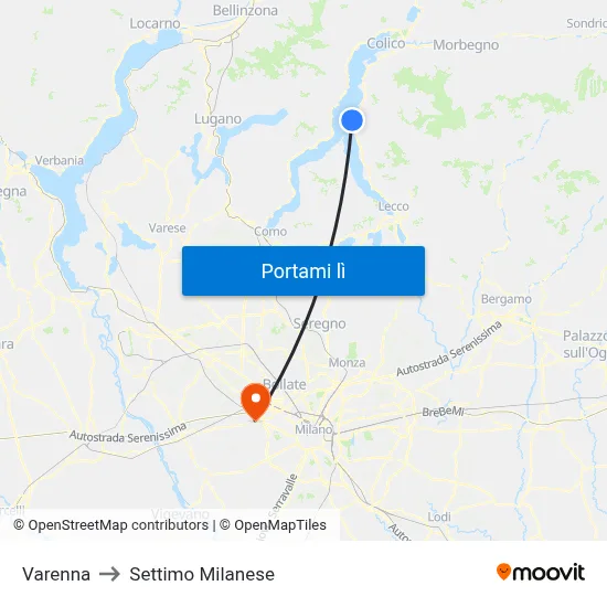 Varenna to Settimo Milanese map
