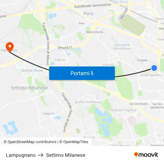Lampugnano to Settimo Milanese map