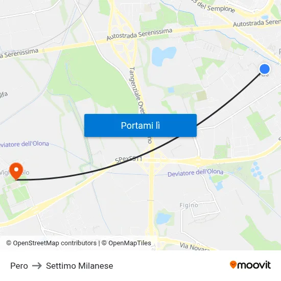 Pero to Settimo Milanese map