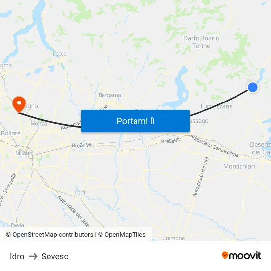 Idro to Seveso map