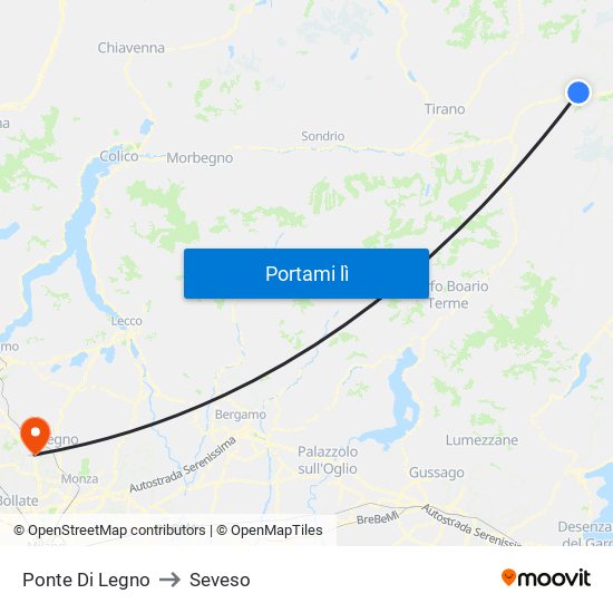 Ponte Di Legno to Seveso map