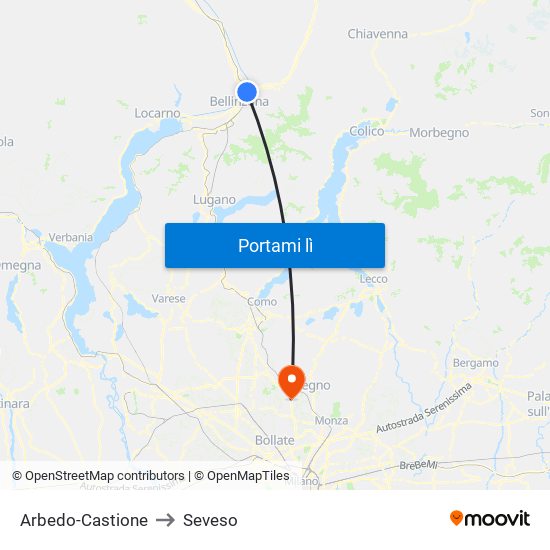 Arbedo-Castione to Seveso map