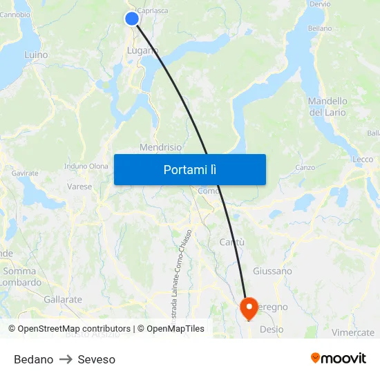 Bedano to Seveso map