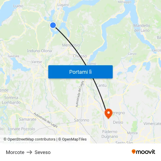 Morcote to Seveso map