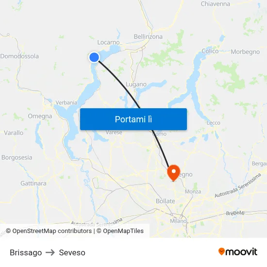 Brissago to Seveso map