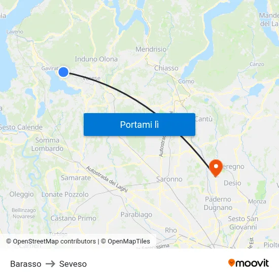 Barasso to Seveso map