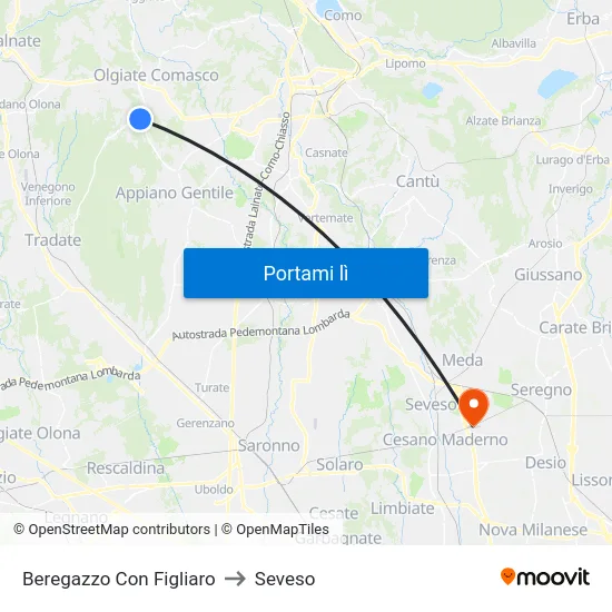 Beregazzo Con Figliaro to Seveso map