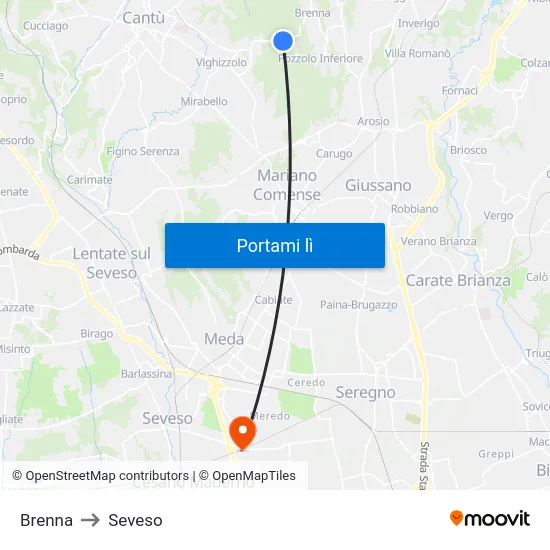 Brenna to Seveso map