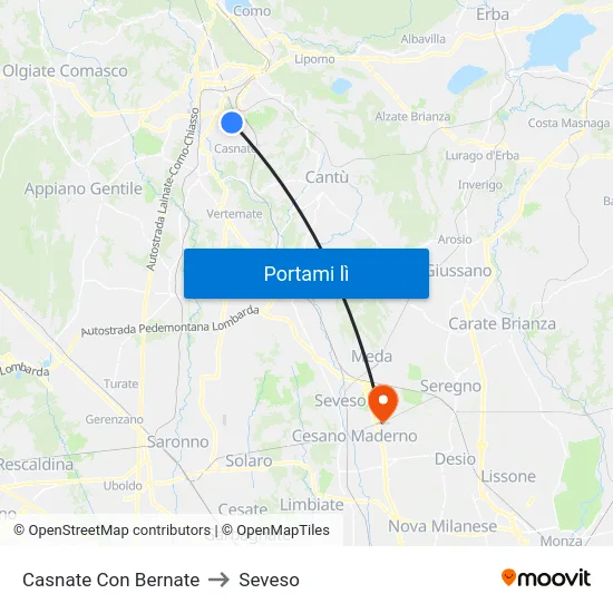 Casnate Con Bernate to Seveso map