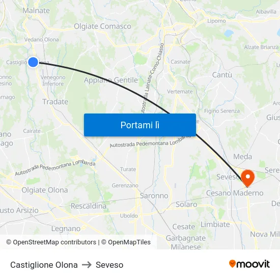 Castiglione Olona to Seveso map
