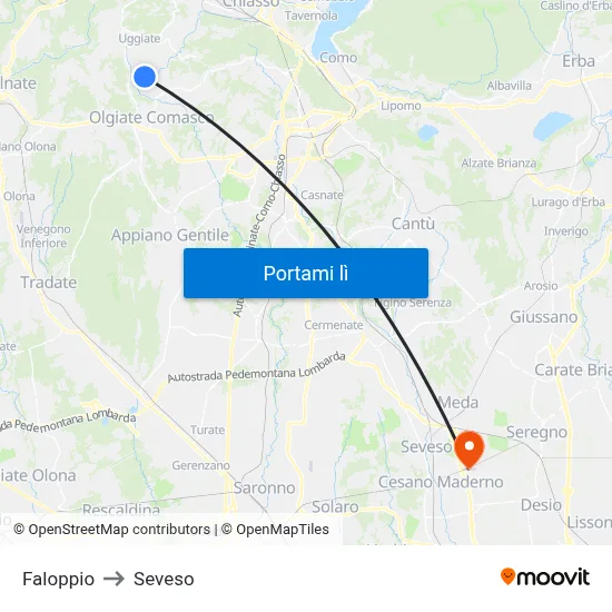 Faloppio to Seveso map