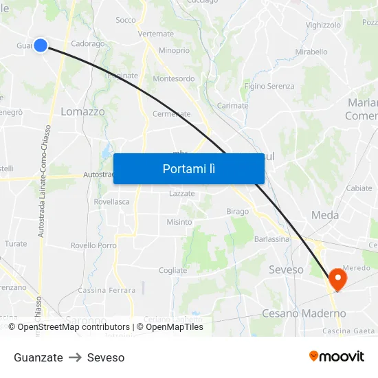 Guanzate to Seveso map