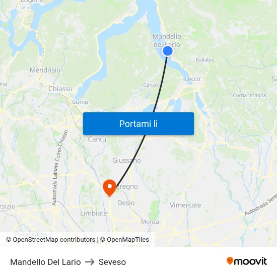 Mandello Del Lario to Seveso map