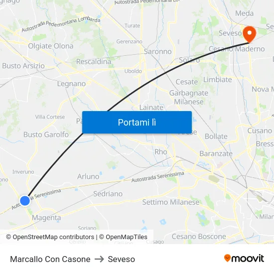 Marcallo Con Casone to Seveso map
