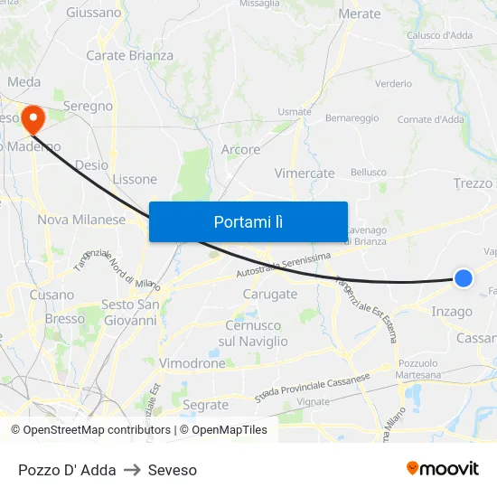 Pozzo D' Adda to Seveso map