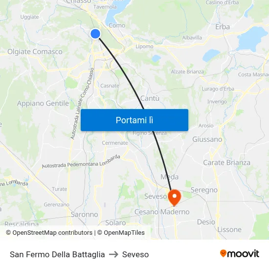 San Fermo Della Battaglia to Seveso map