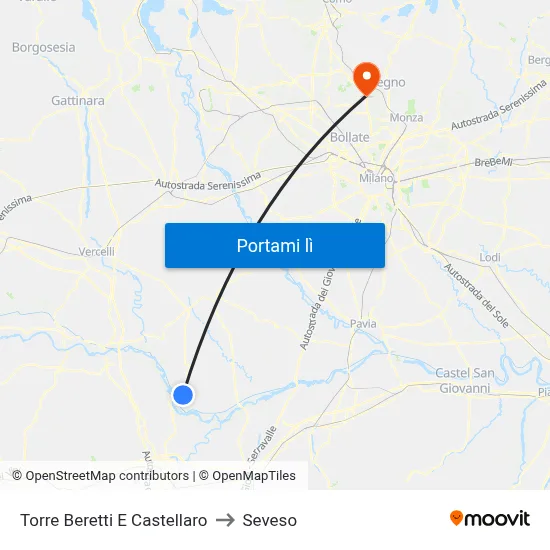 Torre Beretti E Castellaro to Seveso map