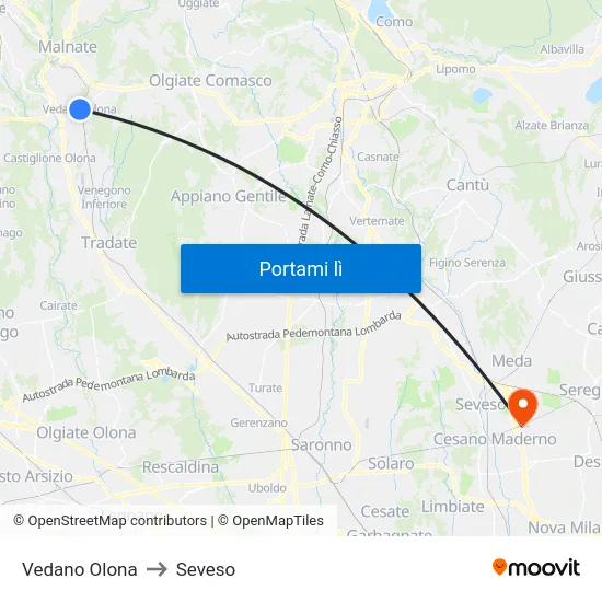 Vedano Olona to Seveso map