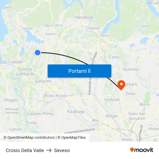 Crosio Della Valle to Seveso map