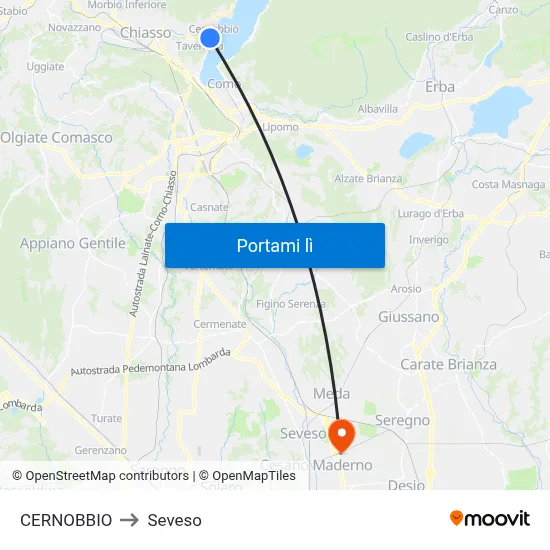 CERNOBBIO to Seveso map