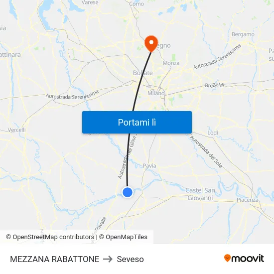 MEZZANA RABATTONE to Seveso map