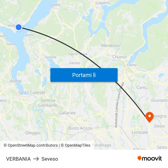 VERBANIA to Seveso map