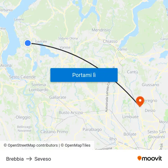 Brebbia to Seveso map
