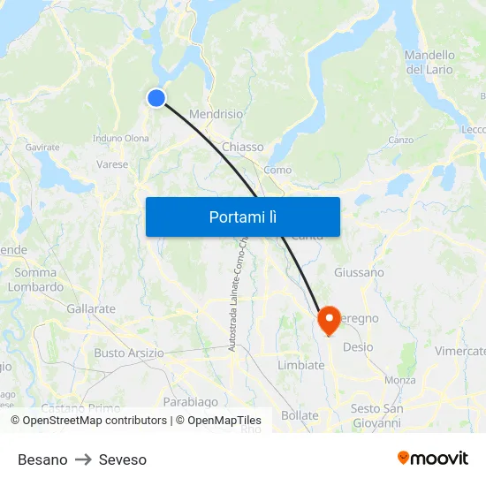 Besano to Seveso map