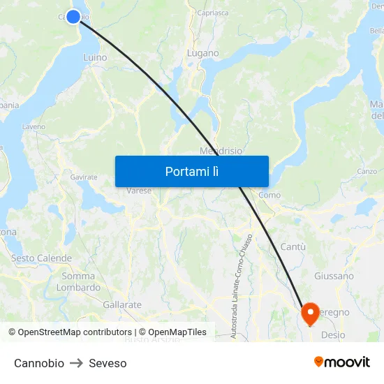 Cannobio to Seveso map