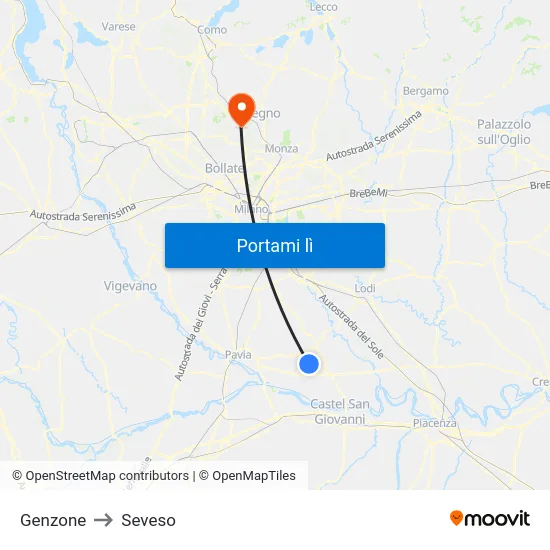 Genzone to Seveso map