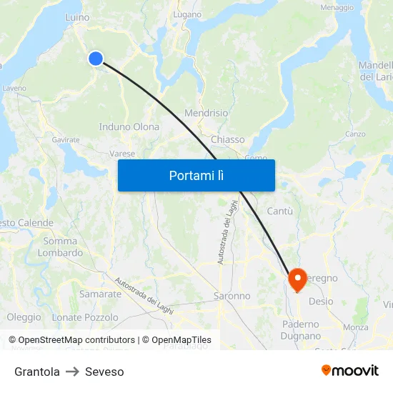 Grantola to Seveso map