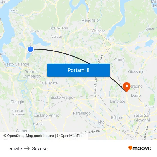 Ternate to Seveso map