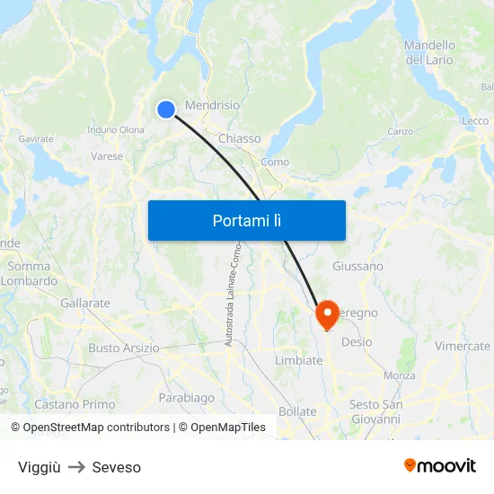 Viggiù to Seveso map
