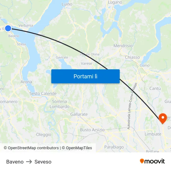 Baveno to Seveso map