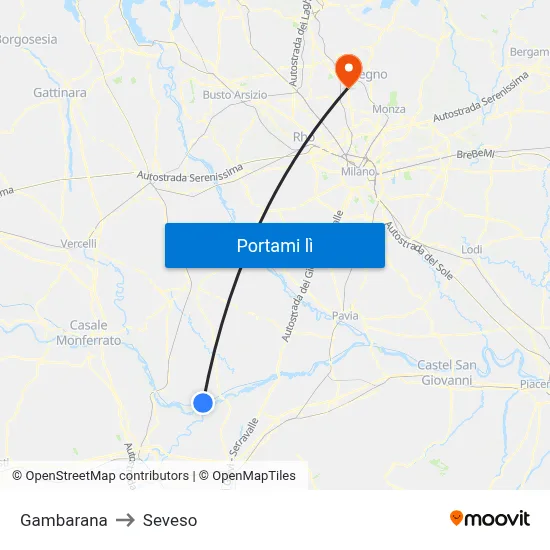 Gambarana to Seveso map