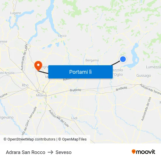 Adrara San Rocco to Seveso map