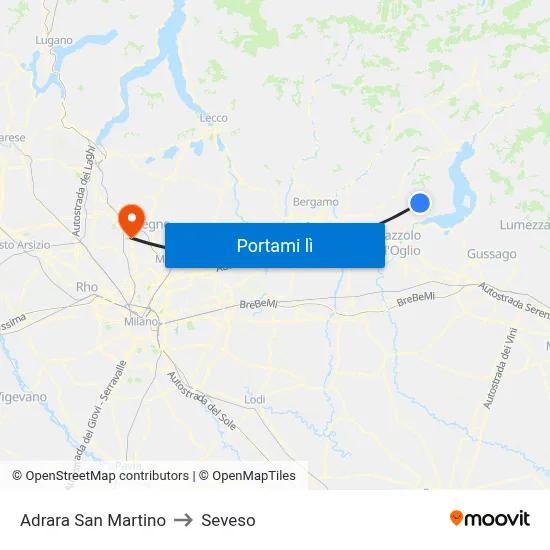 Adrara San Martino to Seveso map