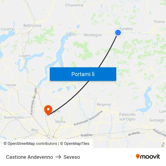 Castione Andevenno to Seveso map