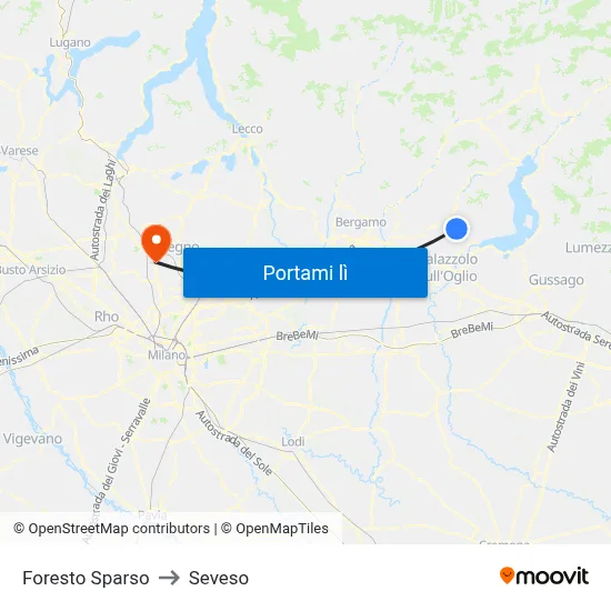Foresto Sparso to Seveso map
