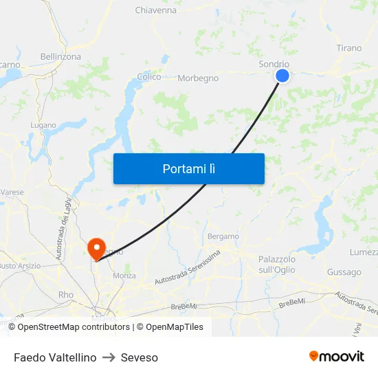 Faedo Valtellino to Seveso map