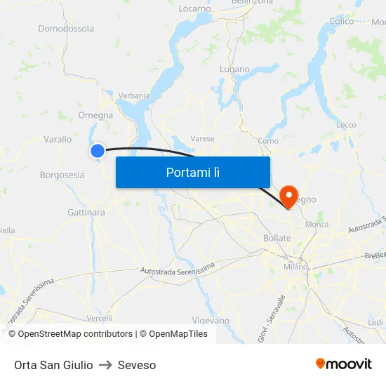 Orta San Giulio to Seveso map