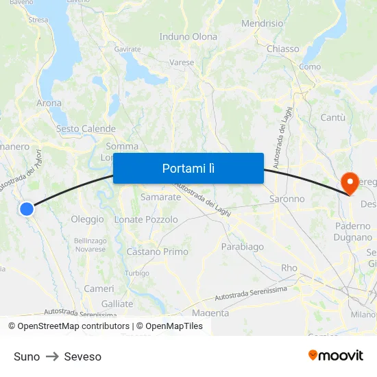 Suno to Seveso map