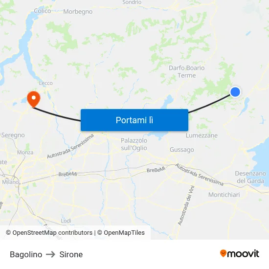 Bagolino to Sirone map