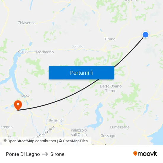 Ponte Di Legno to Sirone map