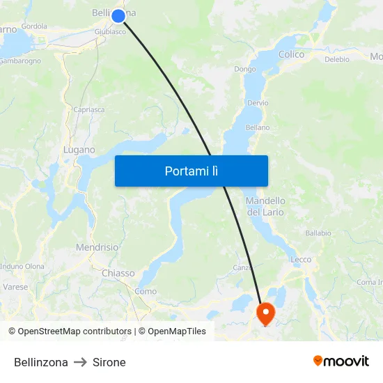Bellinzona to Sirone map