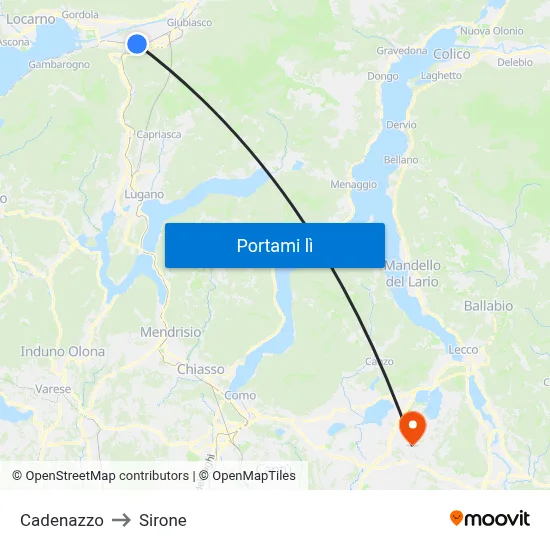 Cadenazzo to Sirone map