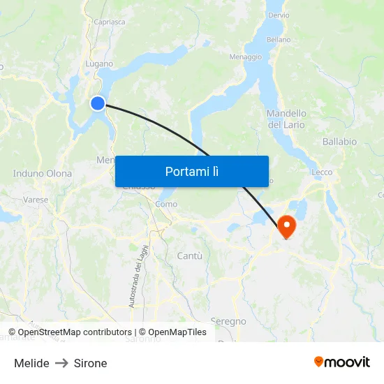 Melide to Sirone map