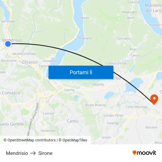 Mendrisio to Sirone map