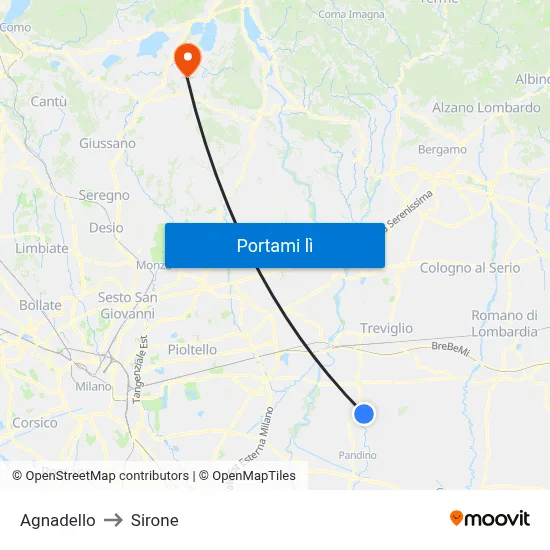 Agnadello to Sirone map